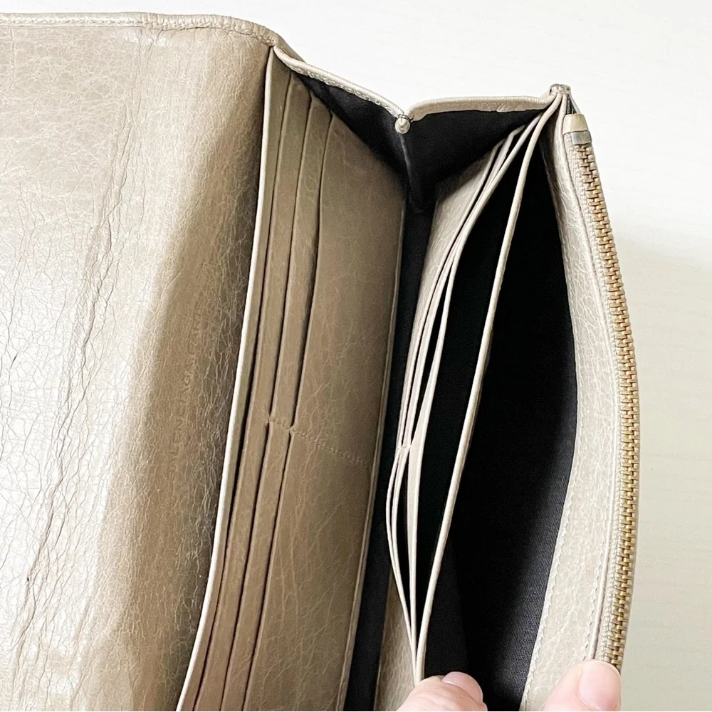 Balenciaga gray leather classic city long wallet